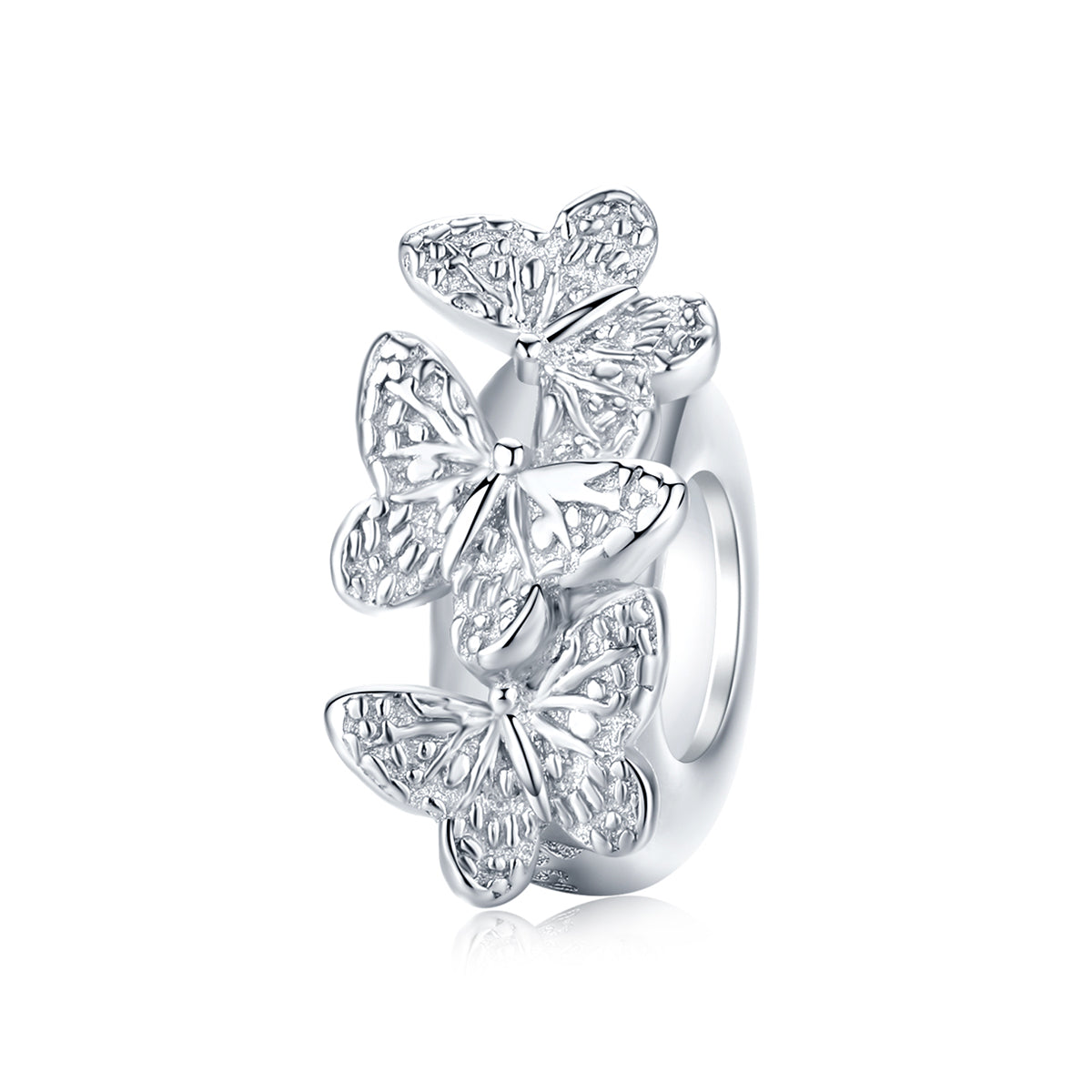 SOLID Sterling Silver Non Slip Spacer Dainty Butterflies Charm - AVILIA Designs