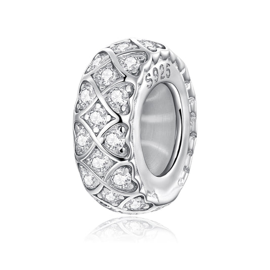 SOLID Sterling Silver Non Slip Spacer Woven Hearts Charm - AVILIA Designs