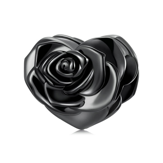 SOLID Sterling Silver Oxidised Rose Heart Flower Charm  - AVILIA Designs
