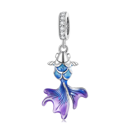S925 Sterling Silver Lucky Goldfish Fish Hanging Charm Pendant  - AVILIA Designs
