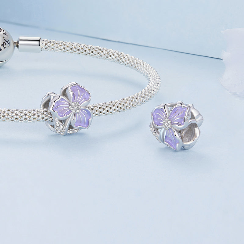 S925 Sterling Silver Sparkling Violet Flower CZ Charm  - AVILIA Designs