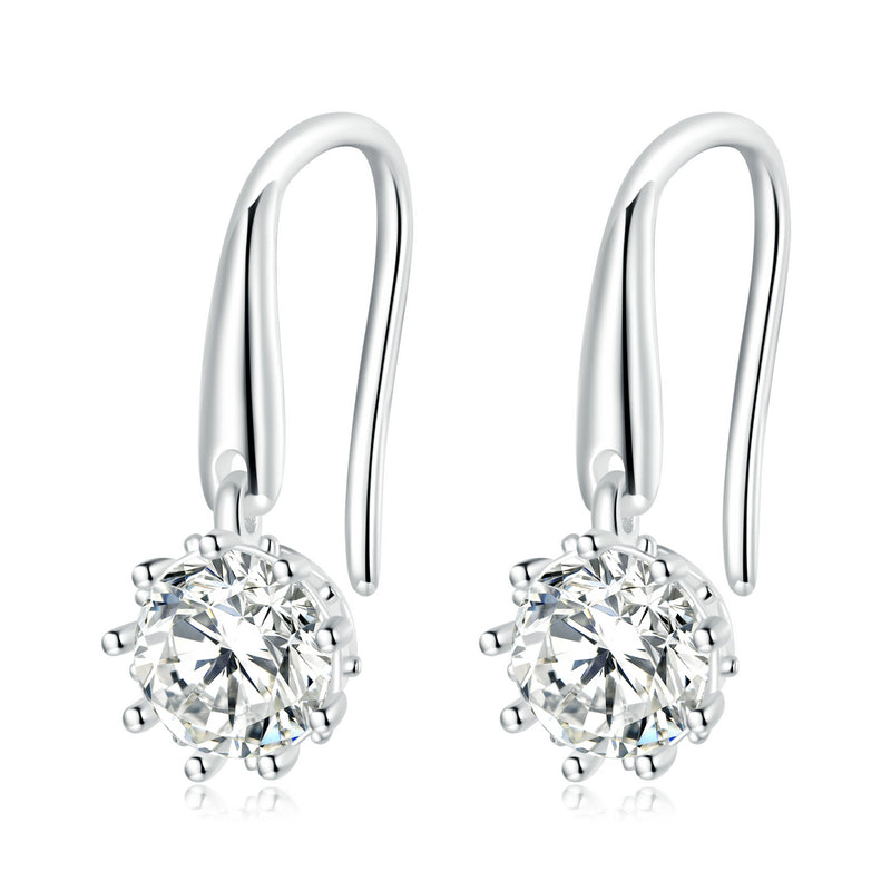 Solid S925 Sterling Silver Dainty Drops 5mm CZ Hook Earrings - AVILIA Designs