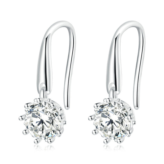 Solid S925 Sterling Silver Dainty Drops 5mm CZ Hook Earrings - AVILIA Designs