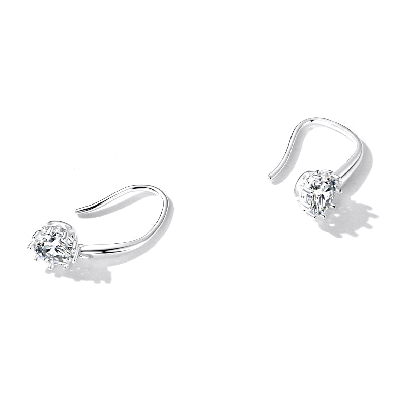 Solid S925 Sterling Silver Dainty Drops 5mm CZ Hook Earrings - AVILIA Designs