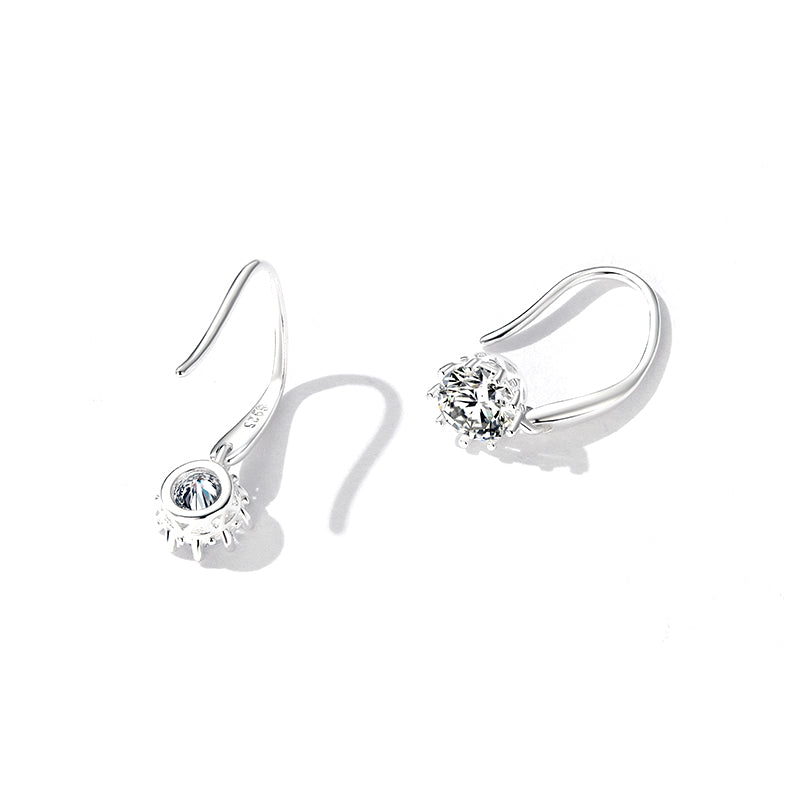 Solid S925 Sterling Silver Dainty Drops 5mm CZ Hook Earrings - AVILIA Designs