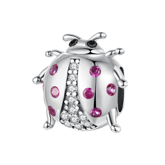 SOLID Sterling Silver S925 Spotted Pink Ladybird Garden Charm - AVILIA Designs