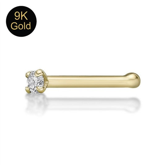 Solid 9ct Yellow Gold 1.5mm Natural Diamond Nose Stud Bone End - AVILIA Designs
