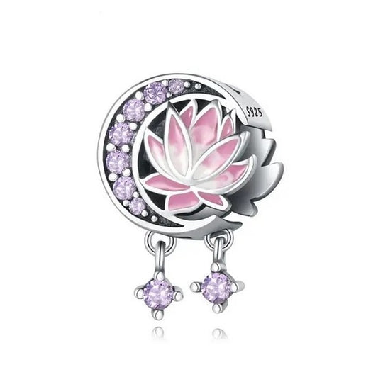 S925 Sterling Silver Lotus Moon Dreamcatcher Charm - AVILIA Designs