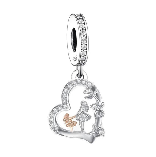 S925 Silver & Rose Gold Dancing Girls Sister Auntie Pendant - AVILIA Designs