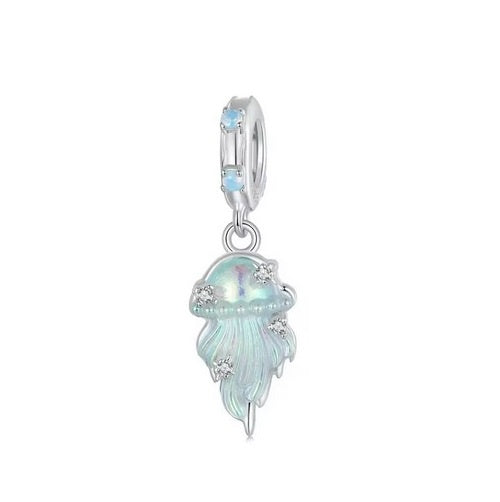 S925 Sterling Silver Ocean Iridescent Jellyfish Charm Pendant  - AVILIA Designs