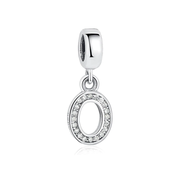 S925 Sterling Silver Sparkly Letter O Alphabet Charm Pendant - AVILIA DESIGNS