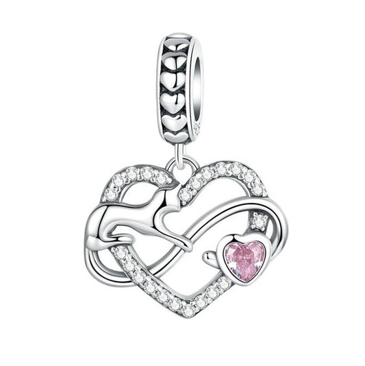 SOLID Sterling Silver Playful Cat Infinity Heart Charm Pendant - AVILIA Designs
