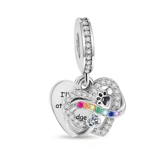 S925 Silver Pet Cat Dog Meet You at Rainbow Bridge Memorial Charm Pendant - AVILIA Designs