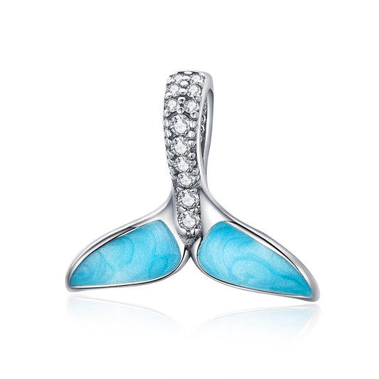 SOLID Sterling Silver Sparkling Mermaid Fish Tail Charm - AVILIA Designs