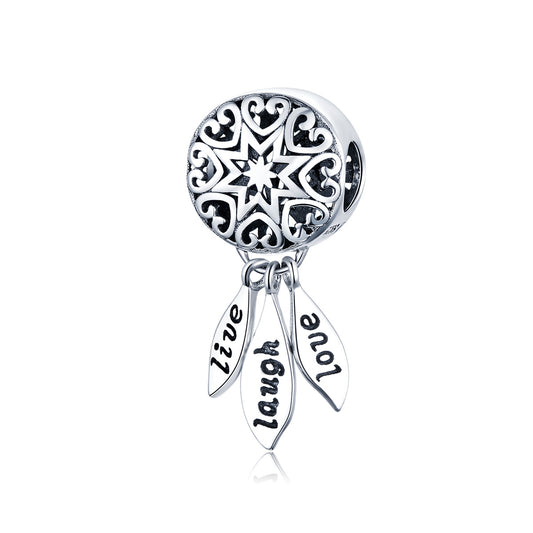 SOLID Sterling Silver Live Laugh Love Dream catcher Charm  - AVILIA Designs