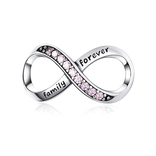 SOLID Sterling Silver FAMILY FOREVER PINK CZ Infinity Charm  - AVILIA Designs