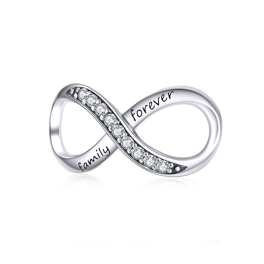 SOLID Sterling Silver FAMILY FOREVER Open Infinity Charm - AVILIA Designs