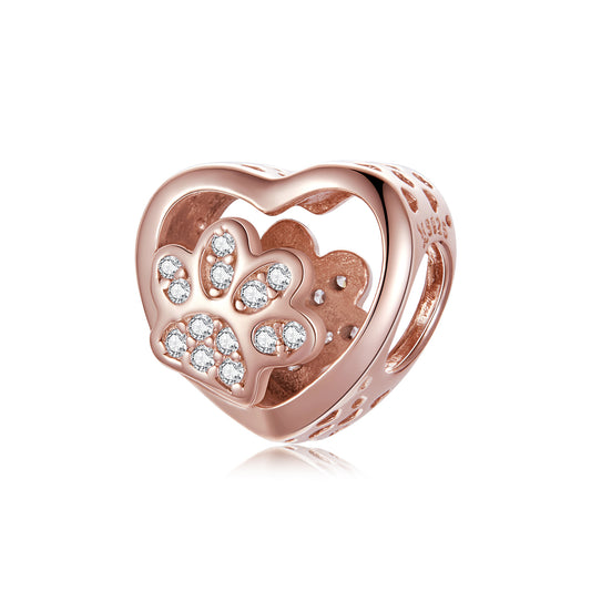 S925 Silver & Rose Gold Pet Paw Cat Dog Charm  - AVILIA Designs