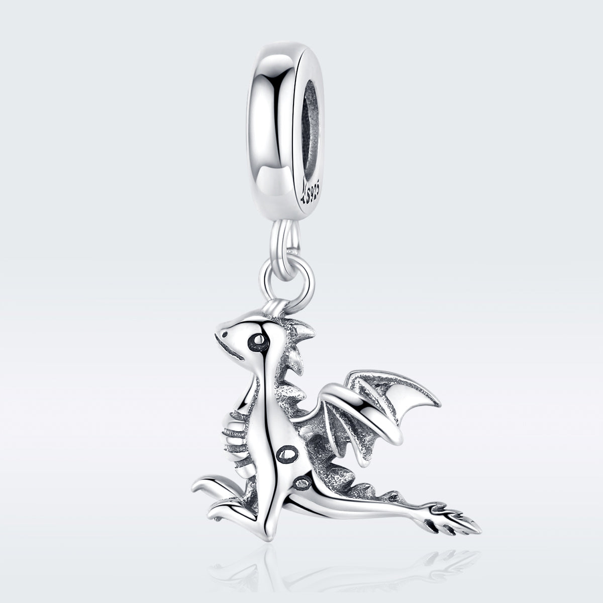 S925 Sterling Silver Cute Pre-historic Medieval Dragon Charm Pendant - AVILIA Designs