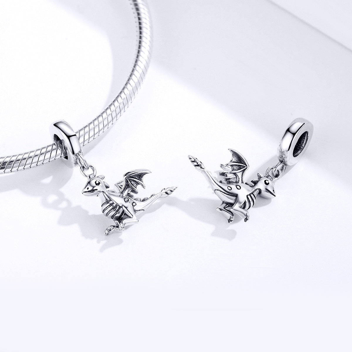 S925 Sterling Silver Cute Pre-historic Medieval Dragon Charm Pendant - AVILIA Designs