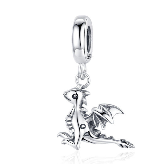 S925 Sterling Silver Cute Pre-historic Medieval Dragon Charm Pendant - AVILIA Designs