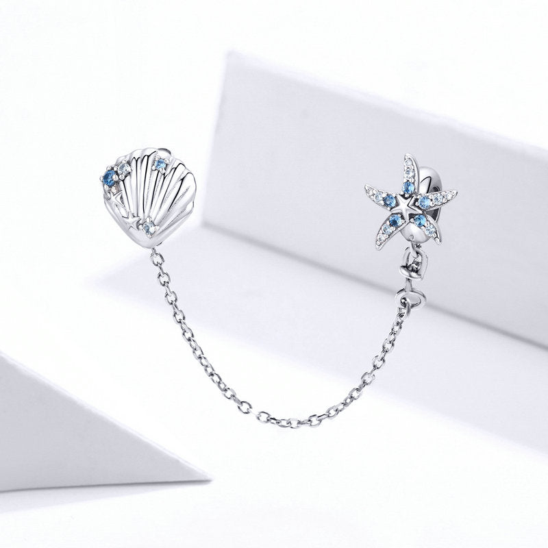 S925 Silver Opalescent Starfish Shell Ocean Non-Slip Safety Chain - AVILIA Designs