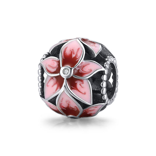 SOLID Sterling Silver Floral Pink Lily Orchid Flower Charm - AVILIA Designs