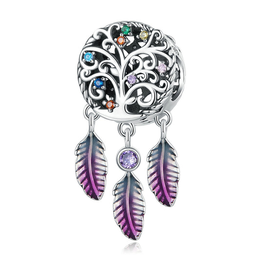 SOLID Sterling Silver Bohemia Feather Dreamcatcher Charm  - AVILIA Designs