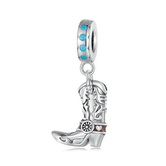 S925 Sterling Silver Western Cowgirl Horse Boots Charm Pendant - AVILIA Designs