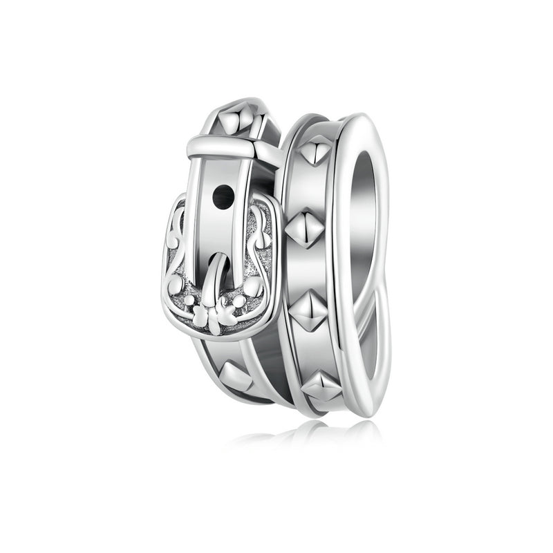 S925 Sterling Silver Western Cowgirl Buckle Belt Spacer Charm Pendant - AVILIA Designs