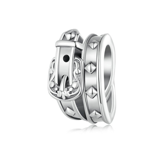 S925 Sterling Silver Western Cowgirl Buckle Belt Spacer Charm Pendant - AVILIA Designs
