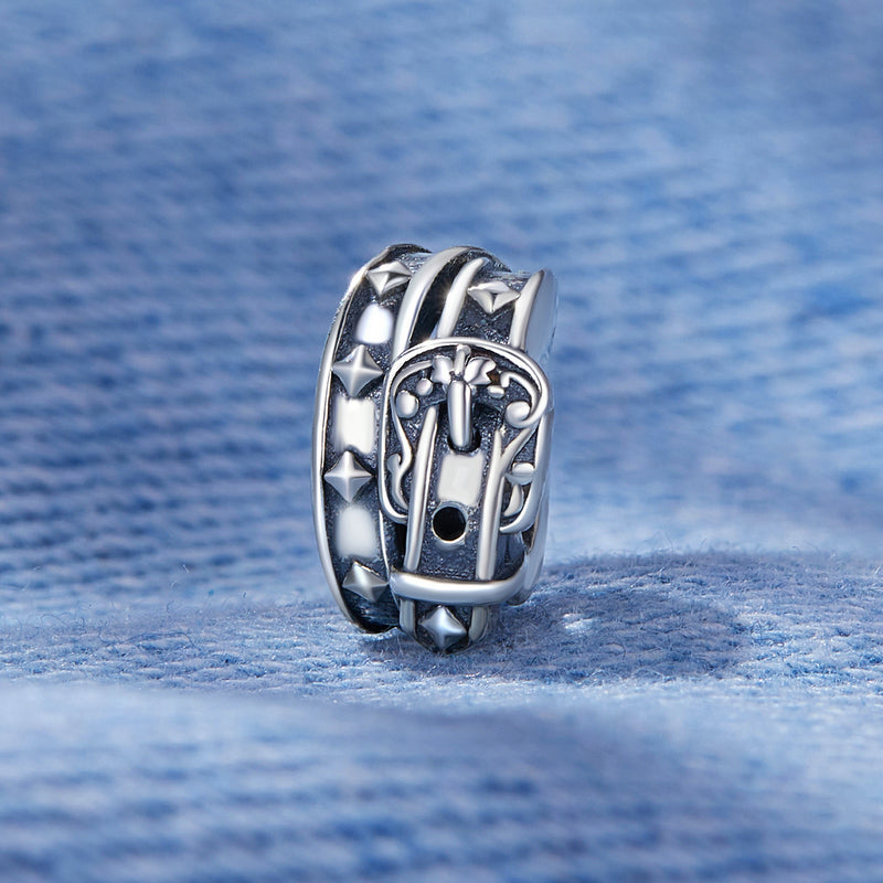 S925 Sterling Silver Western Cowgirl Buckle Belt Spacer Charm Pendant - AVILIA Designs