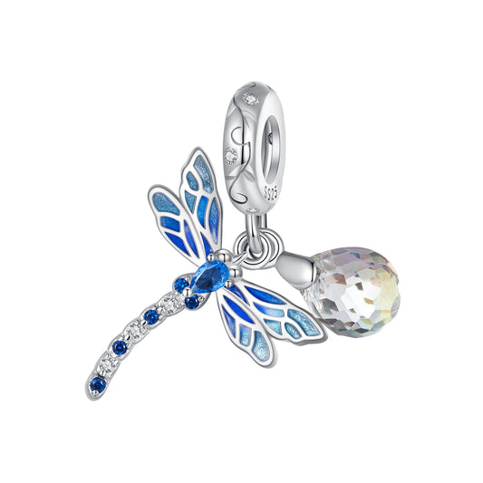 S925 Sterling Silver Sweet Dragonfly Droplet Charm Pendant  - AVILIA Designs