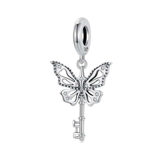 S925 Sterling Silver Butterfly Key Secret Garden Charm Pendant - AVILIA DESIGNS