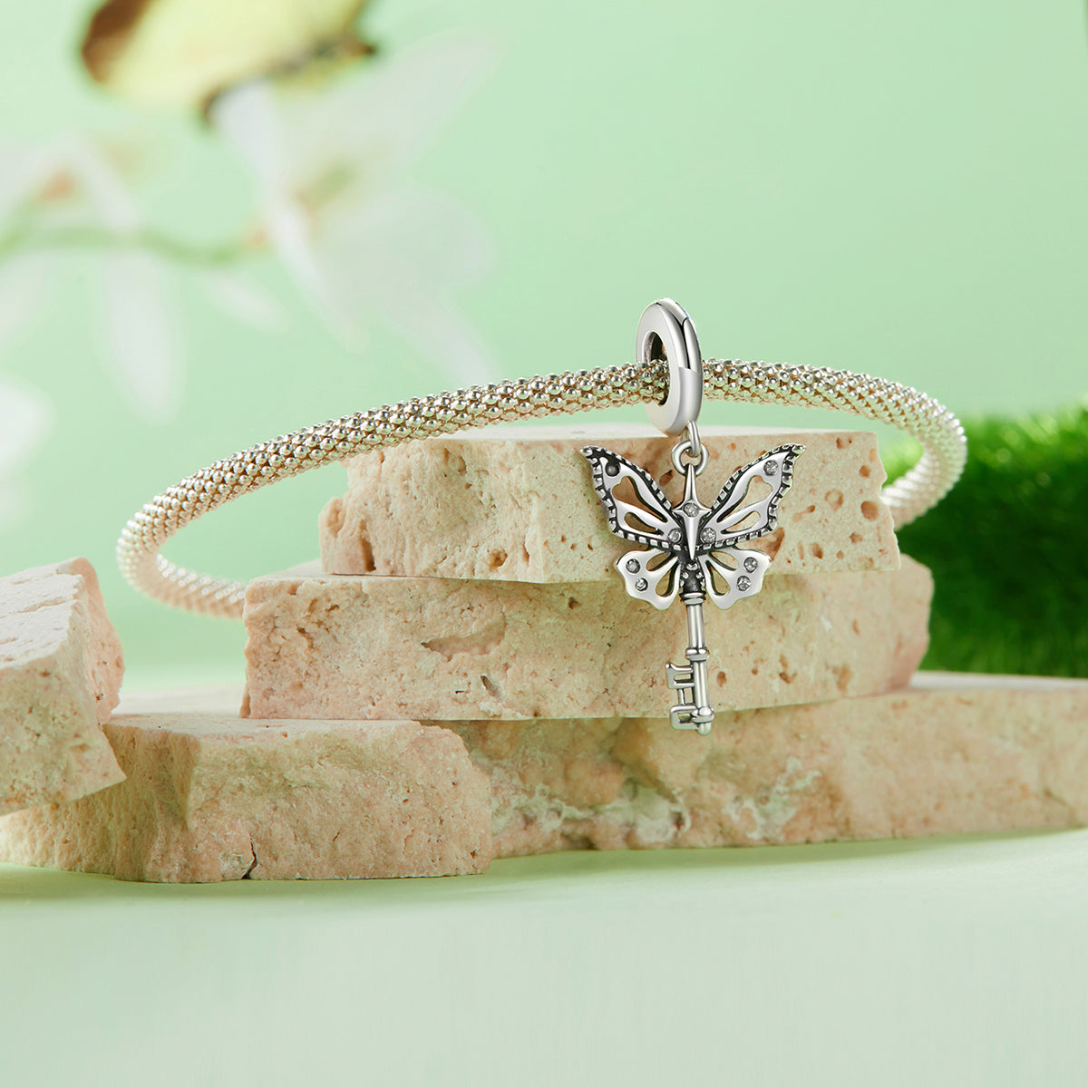 S925 Sterling Silver Butterfly Key Secret Garden Charm Pendant - AVILIA DESIGNS