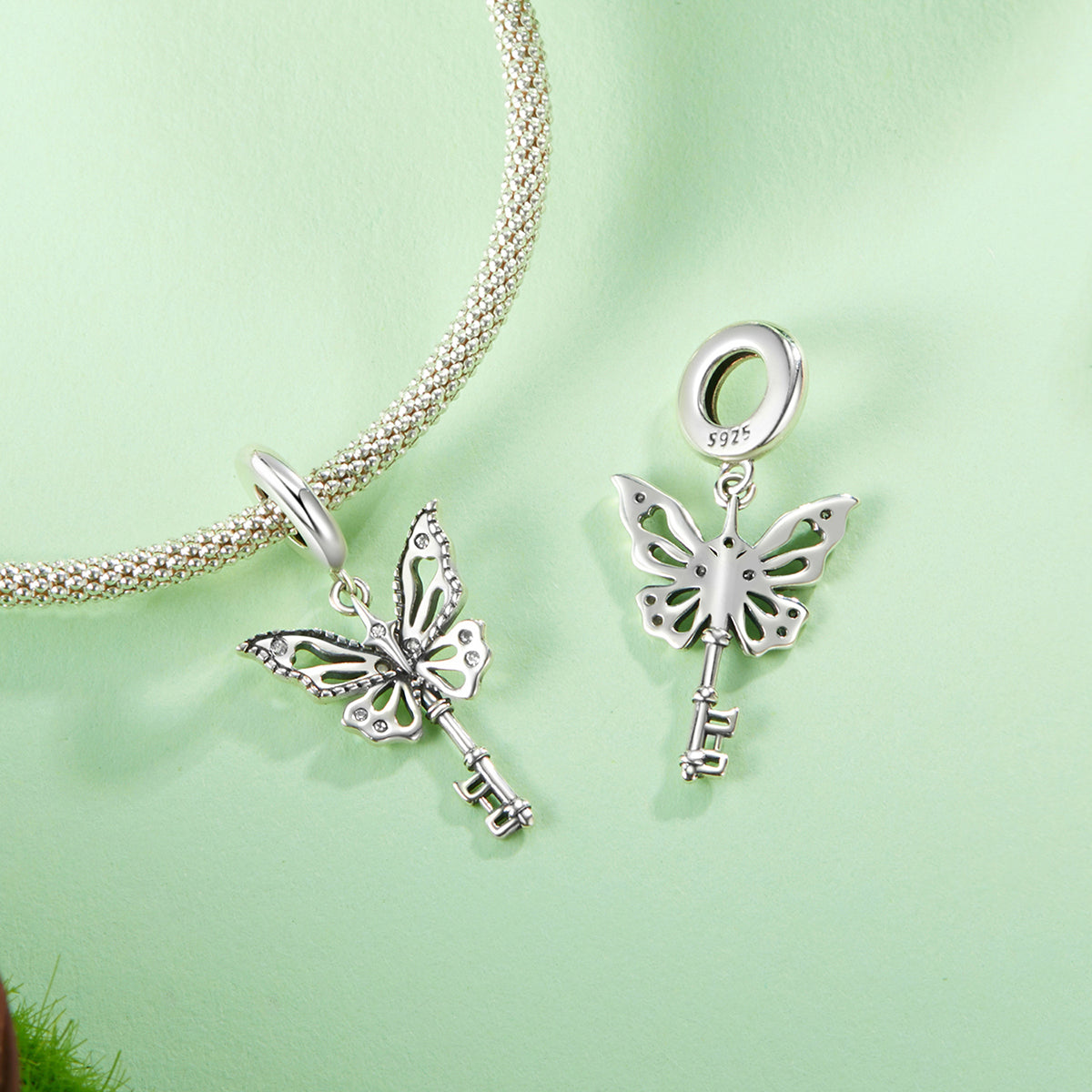 S925 Sterling Silver Butterfly Key Secret Garden Charm Pendant - AVILIA DESIGNS