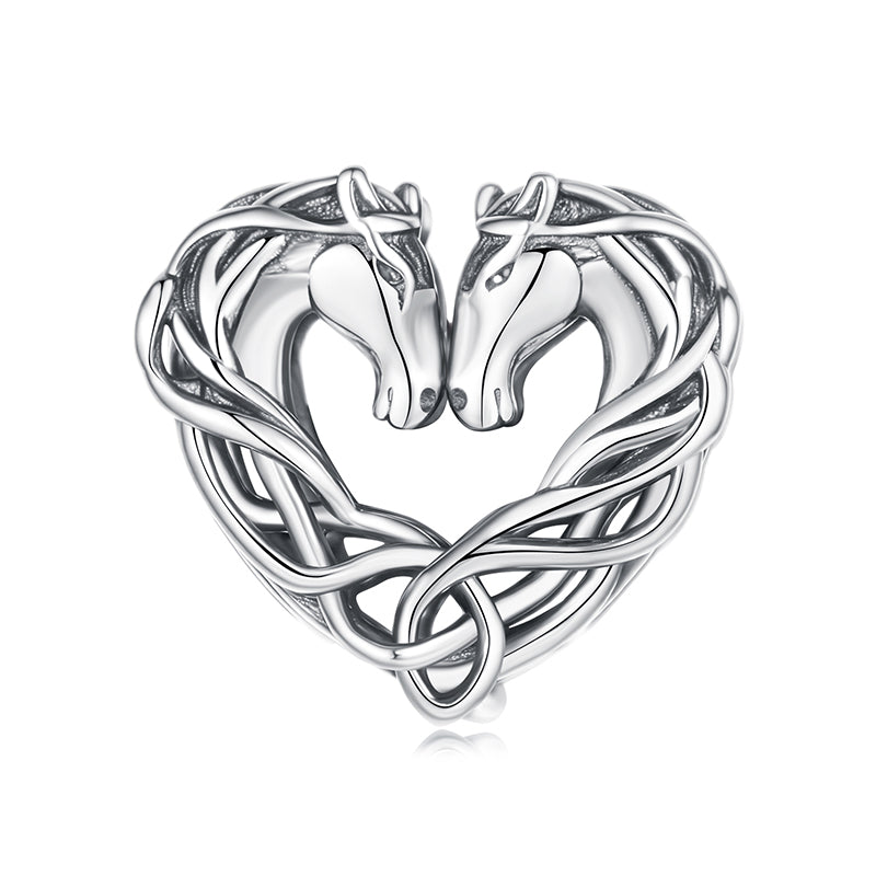 S925 Sterling Silver Horses Horse Lovers Open Heart Charm - AVILIA Designs