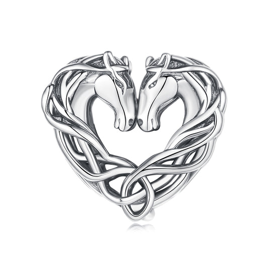 S925 Sterling Silver Horses Horse Lovers Open Heart Charm - AVILIA Designs