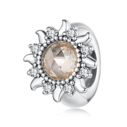 SOLID Sterling Silver Non Slip Spacer Sparkly Celestial Sun Charm - AVILIA Designs