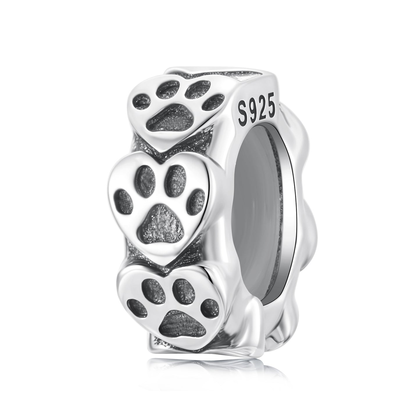 SOLID Sterling Silver Non Slip Spacer PAW Trail Cat Dog Charm - AVILIA Designs