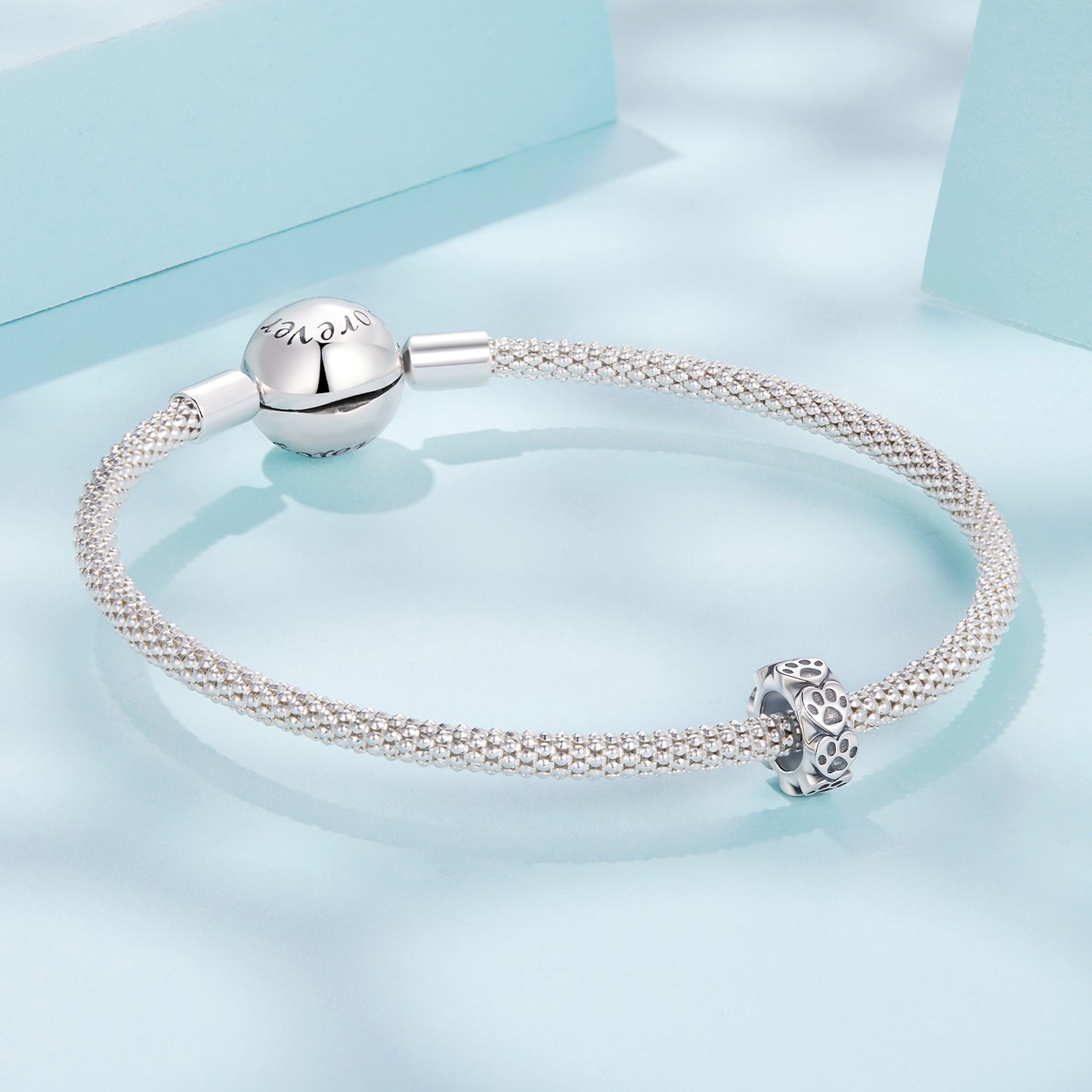 SOLID Sterling Silver Non Slip Spacer PAW Trail Cat Dog Charm - AVILIA Designs