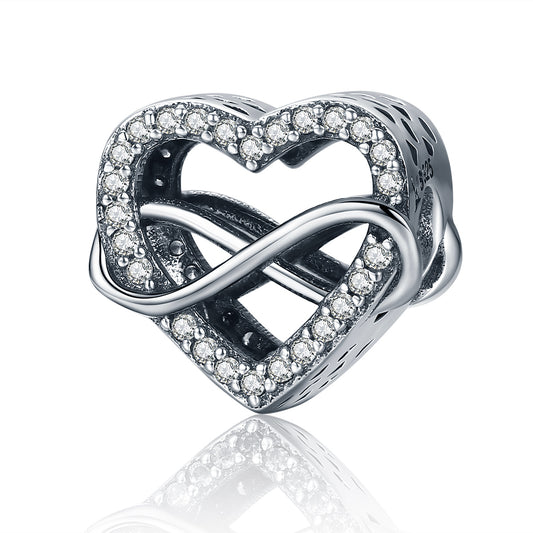 SOLID Sterling Silver Sparkling Infinity Heart of Love Charm  - AVILIA Designs
