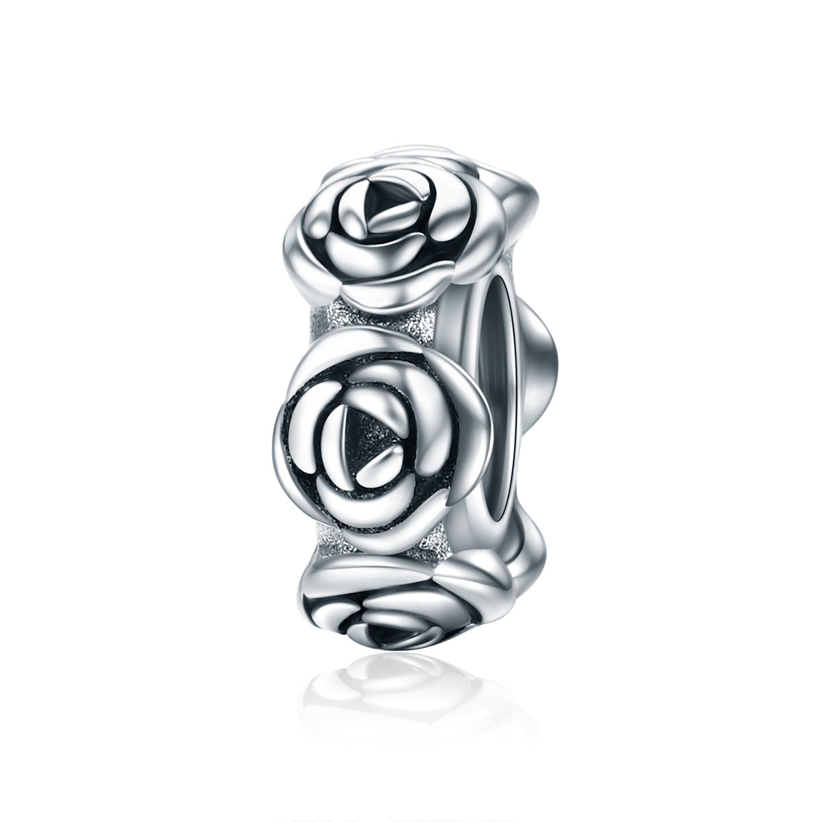 SOLID Sterling Silver Non Slip Spacer Roses Charm - AVILIA Designs
