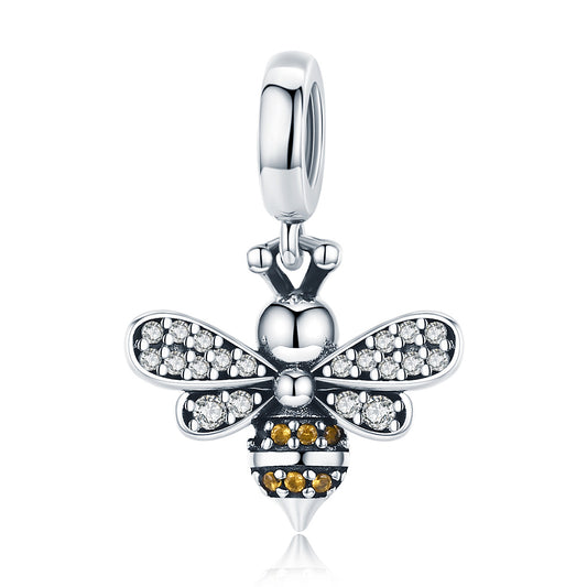 SOLID Sterling Silver Sparkling Queen Bee Charm Pendant - AVILIA Designs