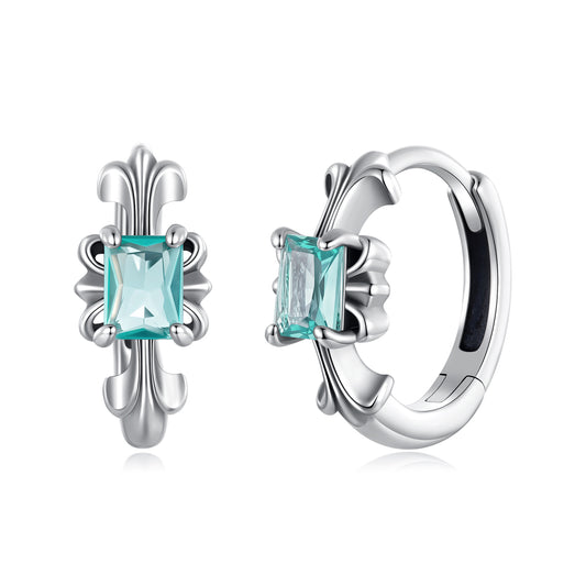 SOLID Sterling Silver Fleur-De-Lis 11mm CZ Hoop Earrings - AVILIA Designs