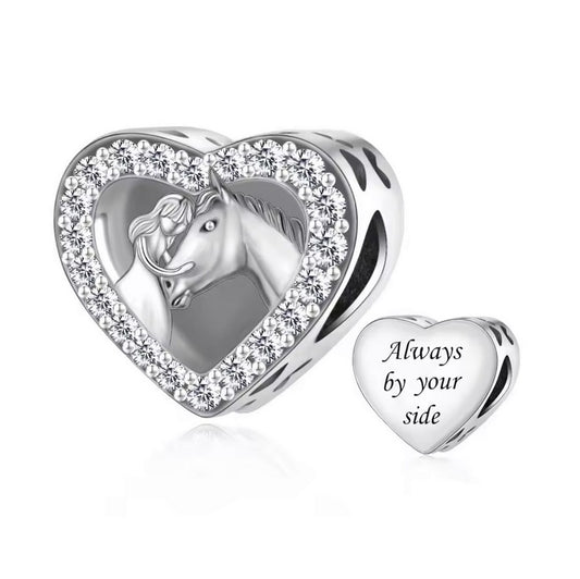 S925 Sterling Silver Horse Pony & Girl Open Heart Always By Your Side Charm - AVILIA Designs