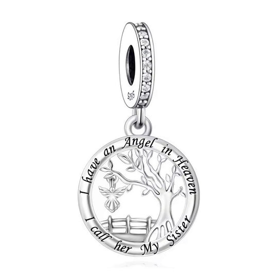 S925 Sterling Silver Sister in Heaven Memorial Loss Charm Pendant - AVILIA Designs