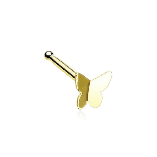 Solid 9ct Yellow Gold Butterfly Nose Stud Bone End - AVILIA Designs