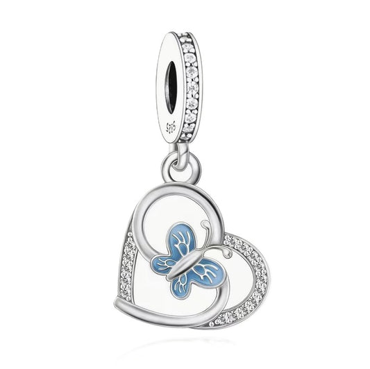 S925 Sterling Silver Butterfly Dream Heart Charm Pendant - AVILIA Designs