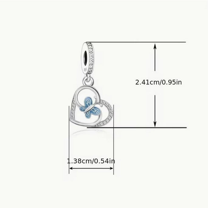 S925 Sterling Silver Butterfly Dream Heart Charm Pendant - AVILIA Designs